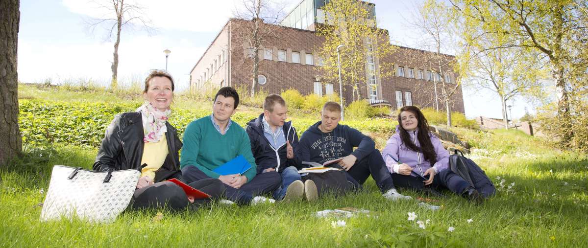 Studerande utomhus, Högskolan Södra