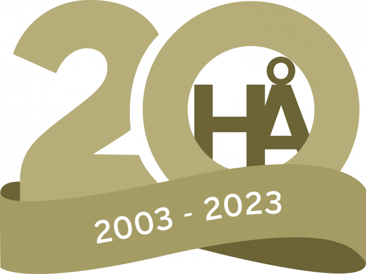 Logotyp för Högskolan på Ålands 20-årsjubileum